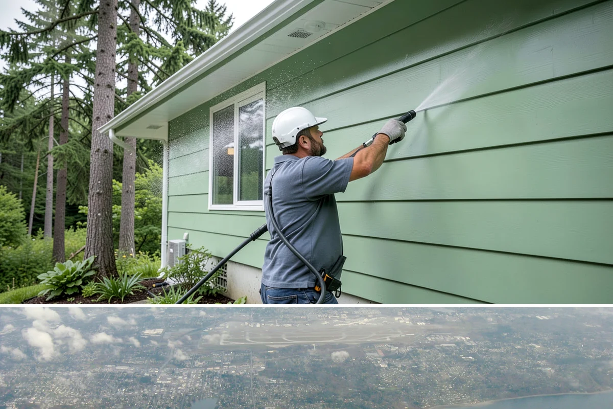 Deck Railing Cleaning in Burien, King County, WA - Clean deck railings alongside the deck floor in dry summer weather for an even finish.