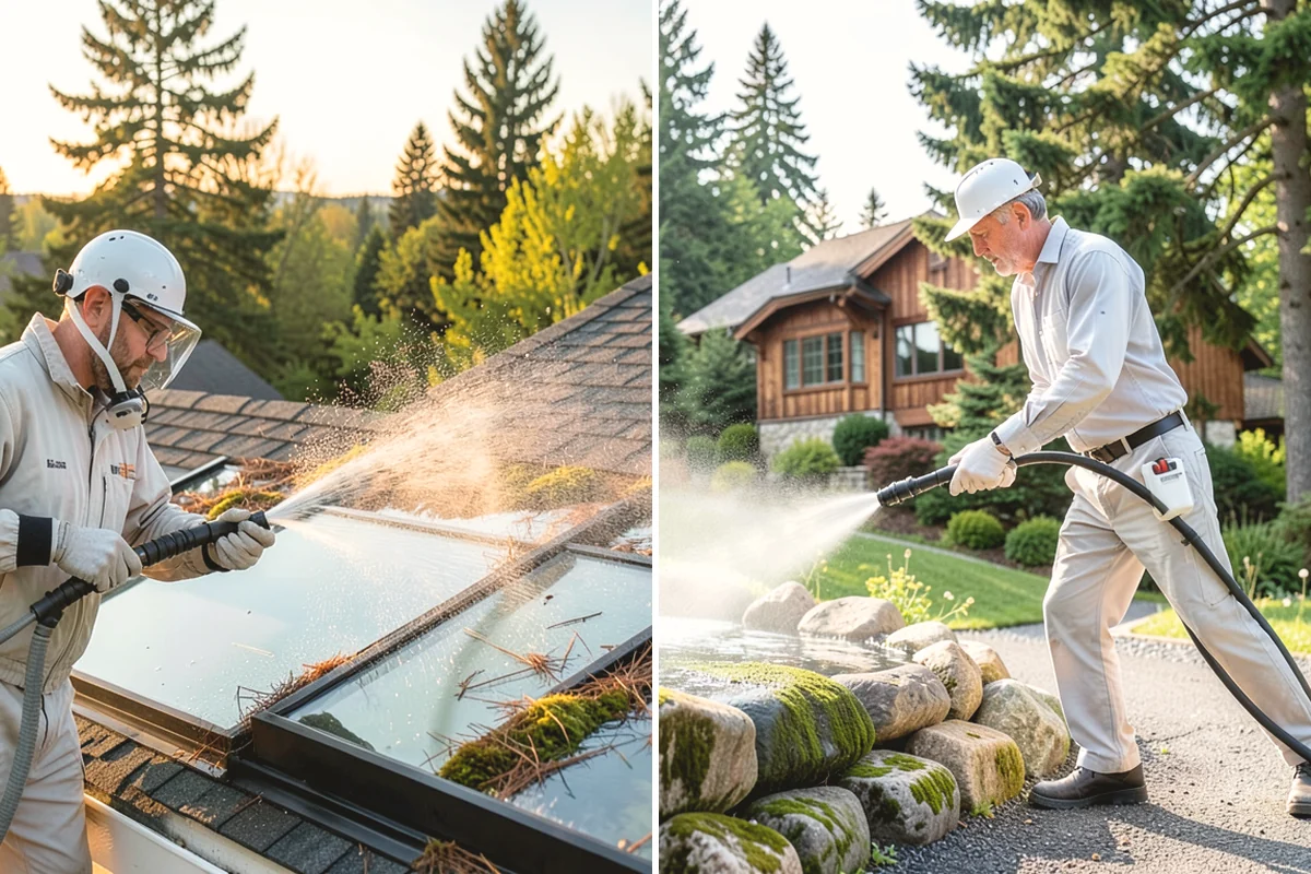 Deck Railing Cleaning in Carbonado, Pierce County, WA - Protect the deck floor and nearby plants
