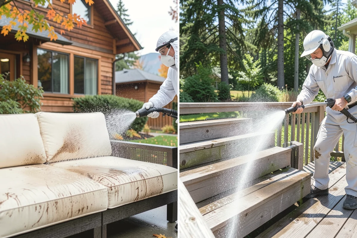 Deck Railing Cleaning in Carnation, King County, WA - Protect the deck floor and nearby plants