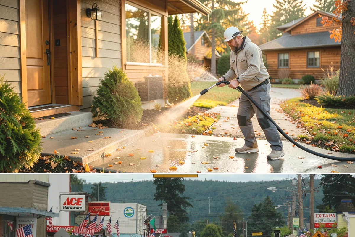 Deck Railing Cleaning in Carnation, King County, WA - Clean deck railings alongside the deck floor in dry summer weather for an even finish.