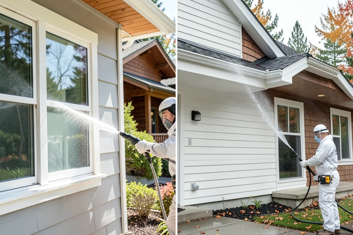 Deck Railing Cleaning in Concrete, Skagit County, WA - Protect the deck floor and nearby plants