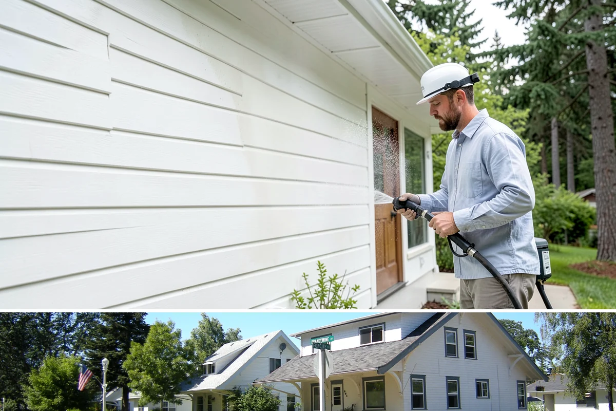 Deck Railing Cleaning in DuPont, Pierce County, WA - Clean deck railings alongside the deck floor in dry summer weather for an even finish.