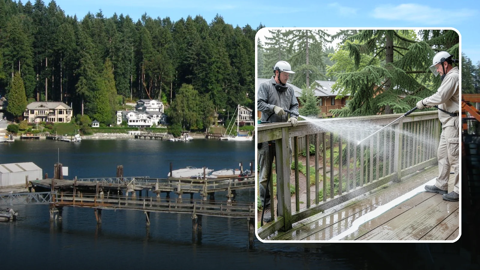 Deck Railing Cleaning in Gig Harbor, Pierce County, WA - Detail-clean deck railings, balusters, and caps where grime and algae cling out of reach.