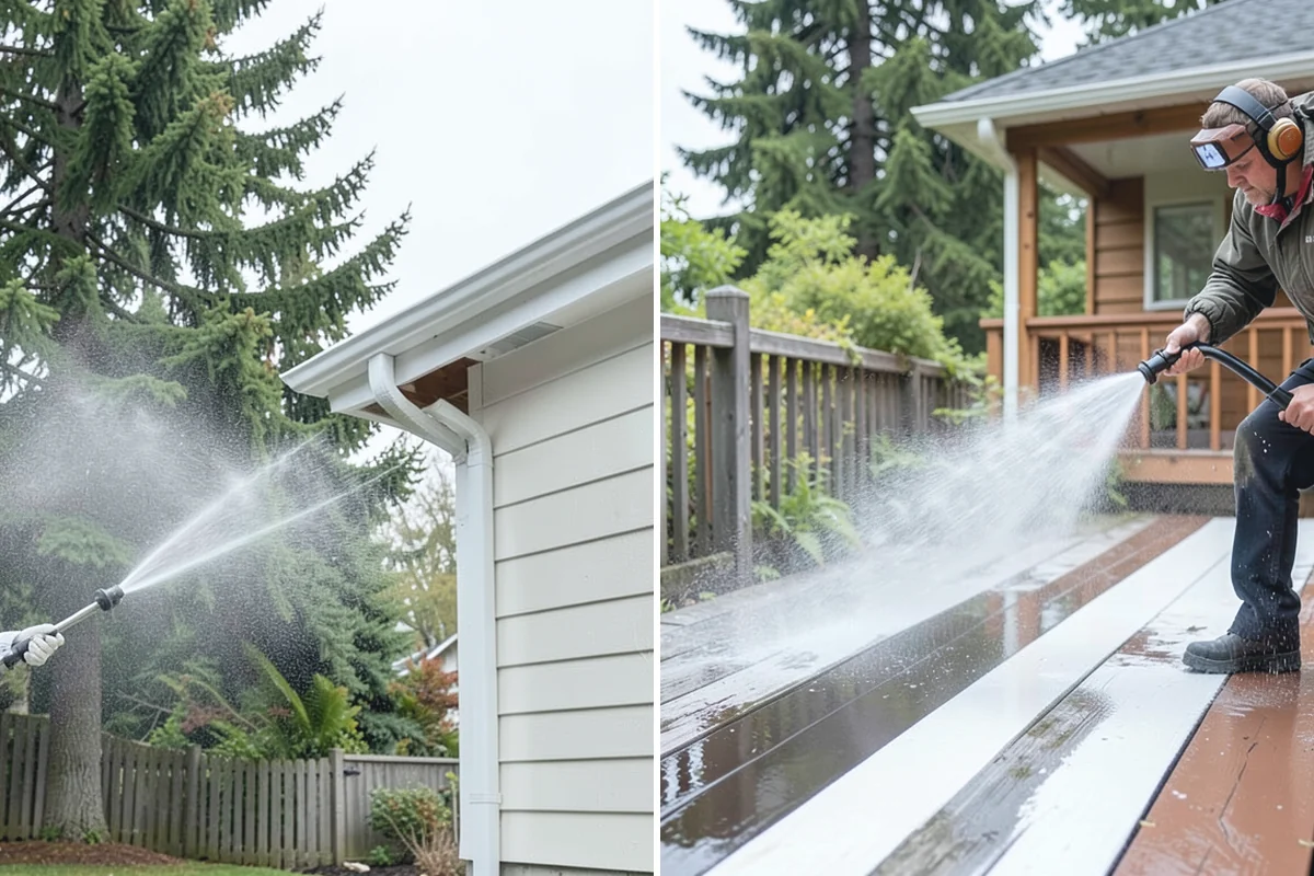 Deck Railing Cleaning in Granite Falls, Snohomish County, WA - Protect the deck floor and nearby plants