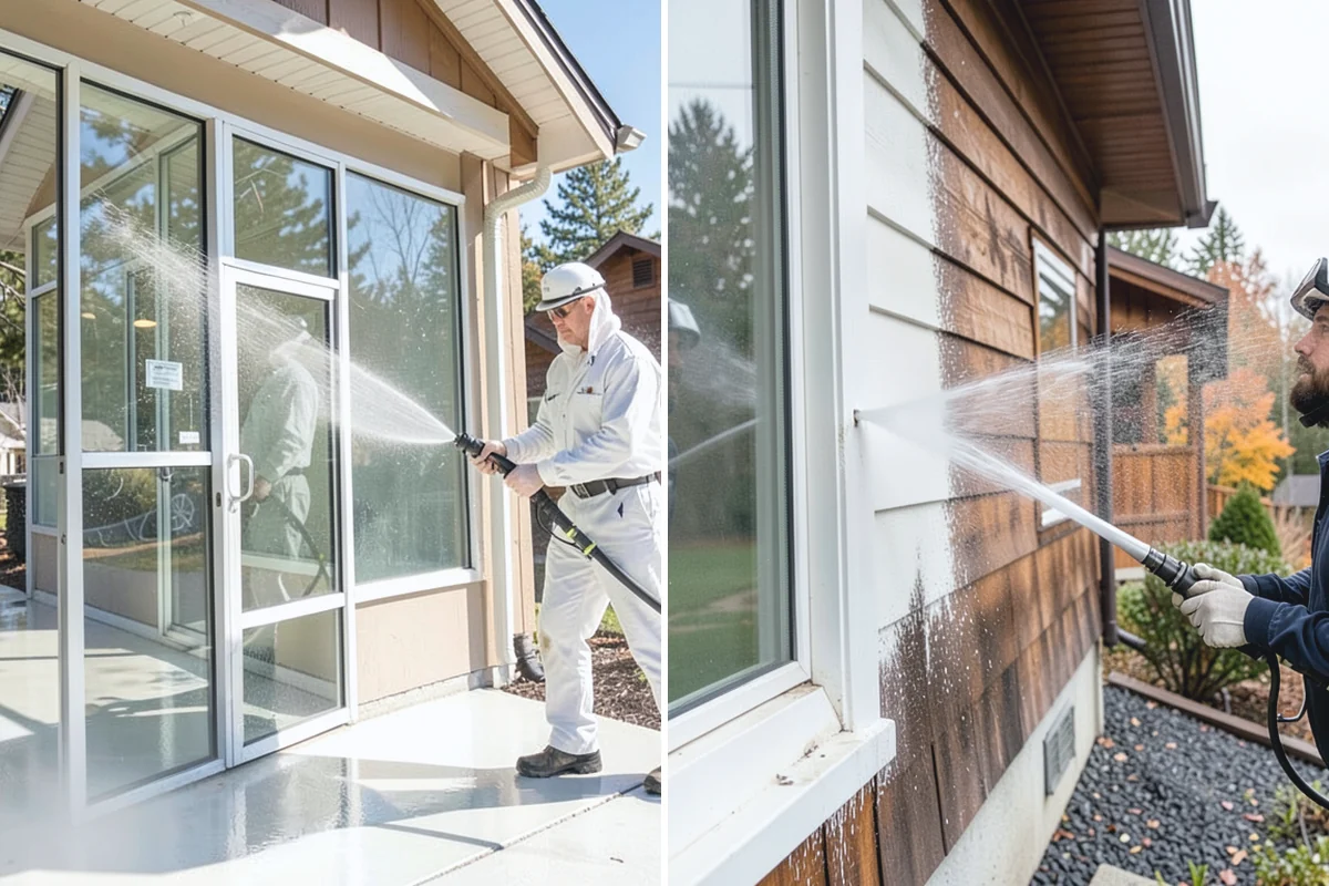 Deck Railing Cleaning in Hamilton, Skagit County, WA - Protect the deck floor and nearby plants