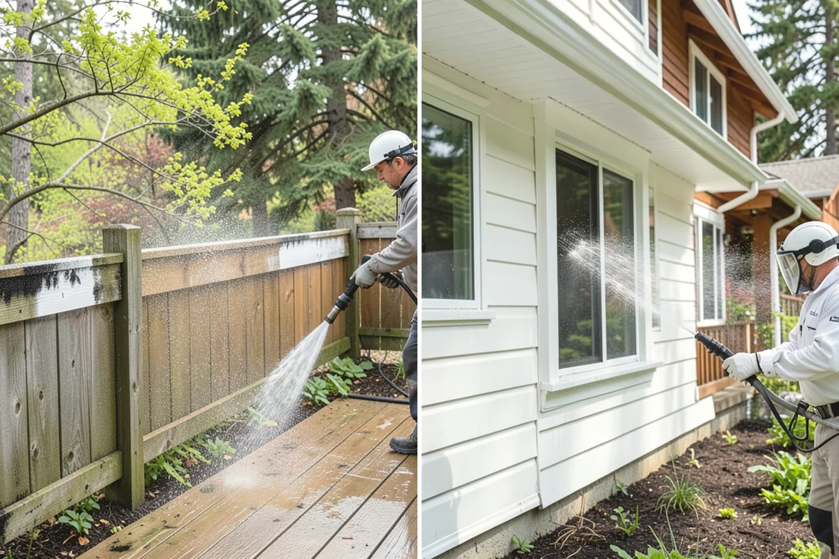 Deck Railing Cleaning in Issaquah, King County, WA - Protect the deck floor and nearby plants