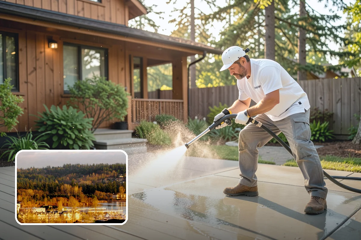 Deck Railing Cleaning in Kenmore, King County, WA - Cleans balusters, caps, and joints thoroughly
