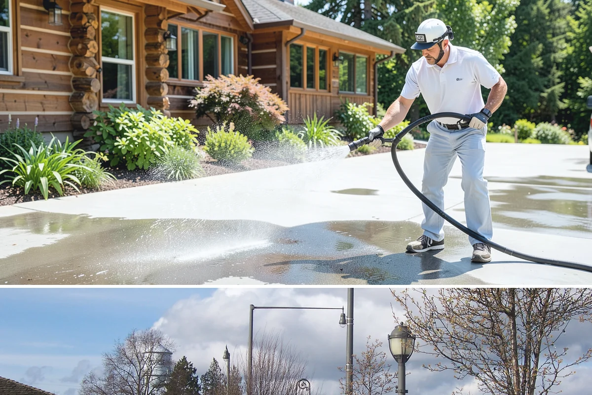 Deck Railing Cleaning in Marysville, Snohomish County, WA - Clean deck railings alongside the deck floor in dry summer weather for an even finish.
