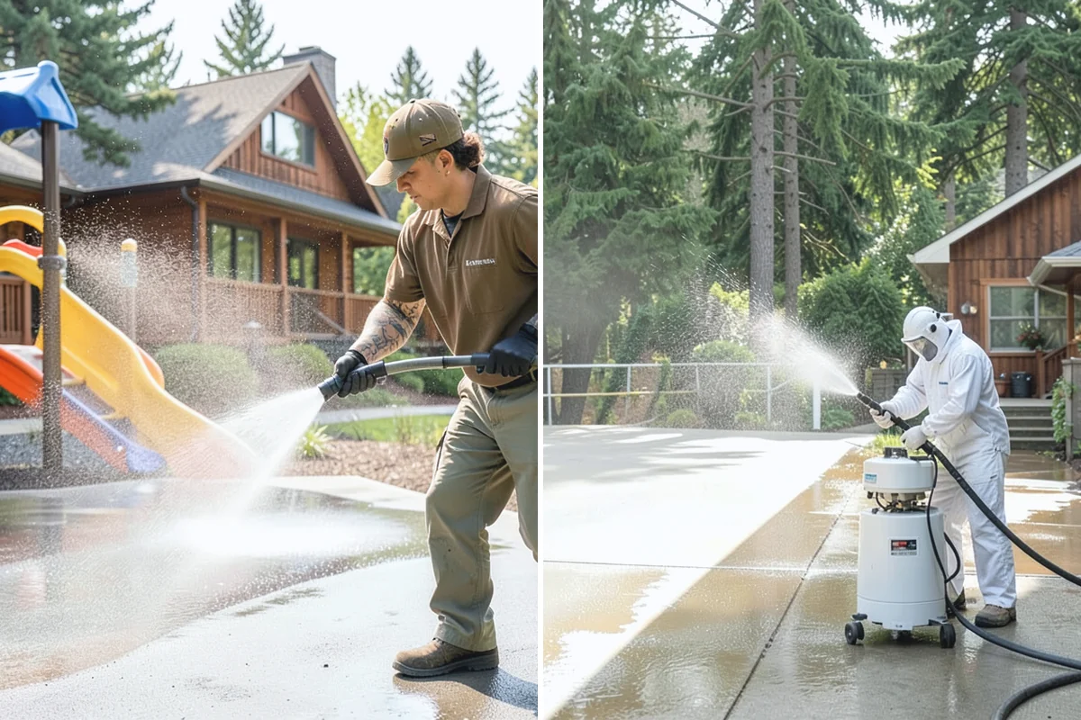 Deck Railing Cleaning in Medina, King County, WA - Protect the deck floor and nearby plants