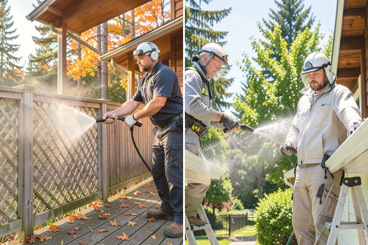 Deck Railing Cleaning in North Bend, King County, WA - Protect the deck floor and nearby plants