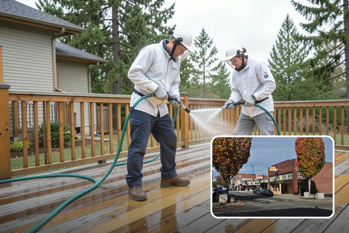 Deck Railing Cleaning in Puyallup, Pierce County, WA - Cleans balusters, caps, and joints thoroughly