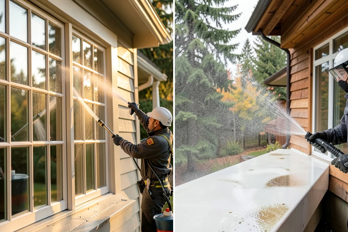 Deck Railing Cleaning in Puyallup, Pierce County, WA - Protect the deck floor and nearby plants
