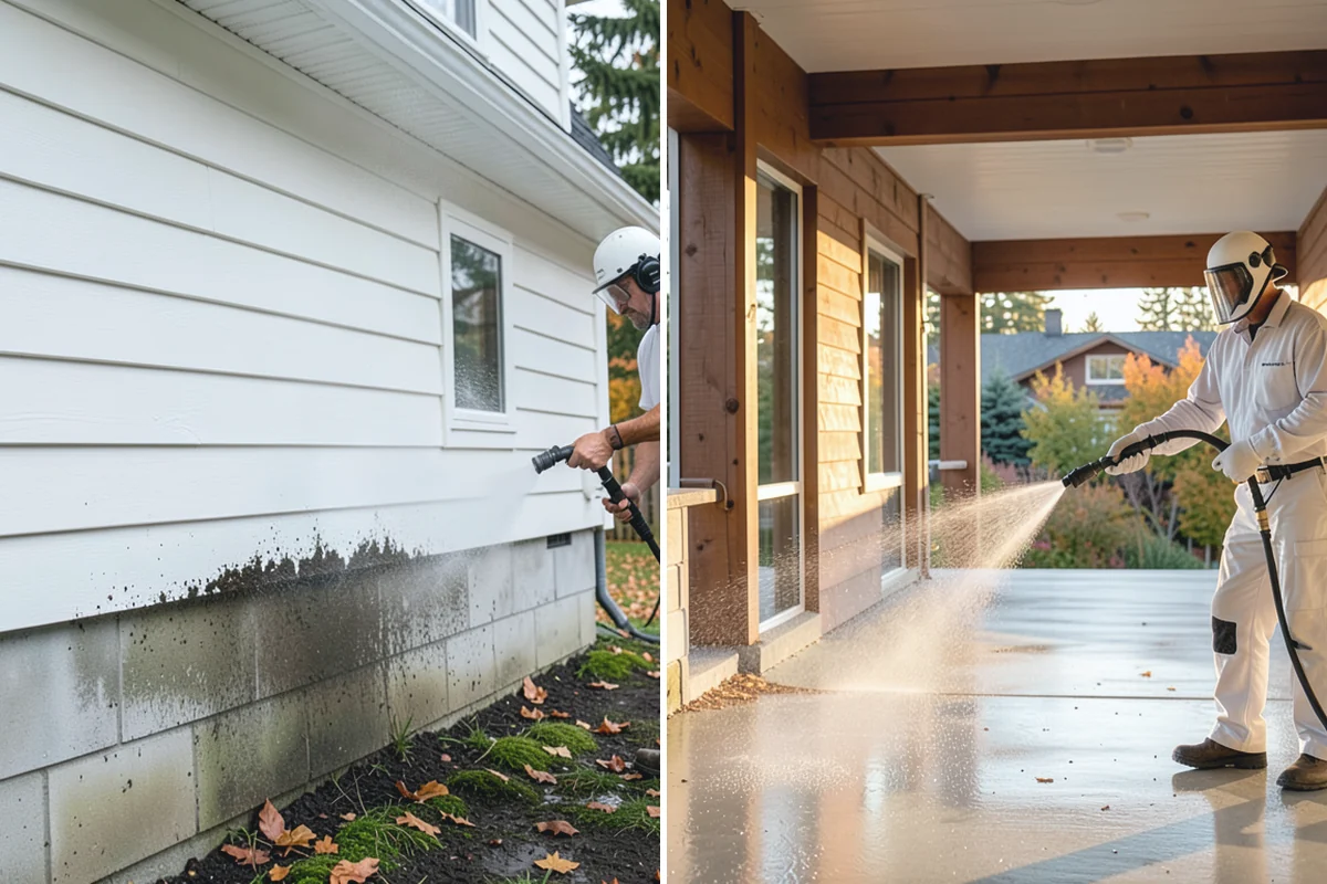 Deck Railing Cleaning in Roy, Pierce County, WA - Protect the deck floor and nearby plants