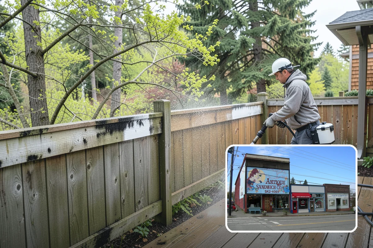 Deck Railing Cleaning in Ruston, Pierce County, WA - Cleans balusters, caps, and joints thoroughly