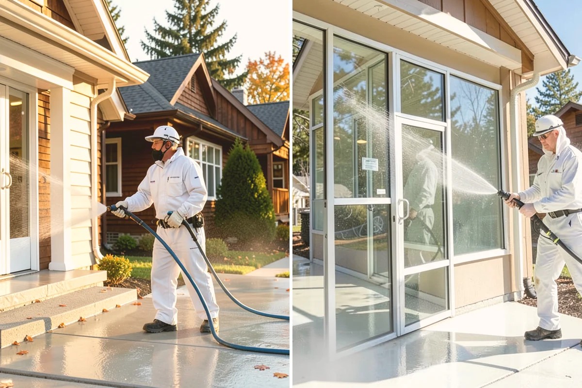 Deck Railing Cleaning in Sammamish, King County, WA - Protect the deck floor and nearby plants