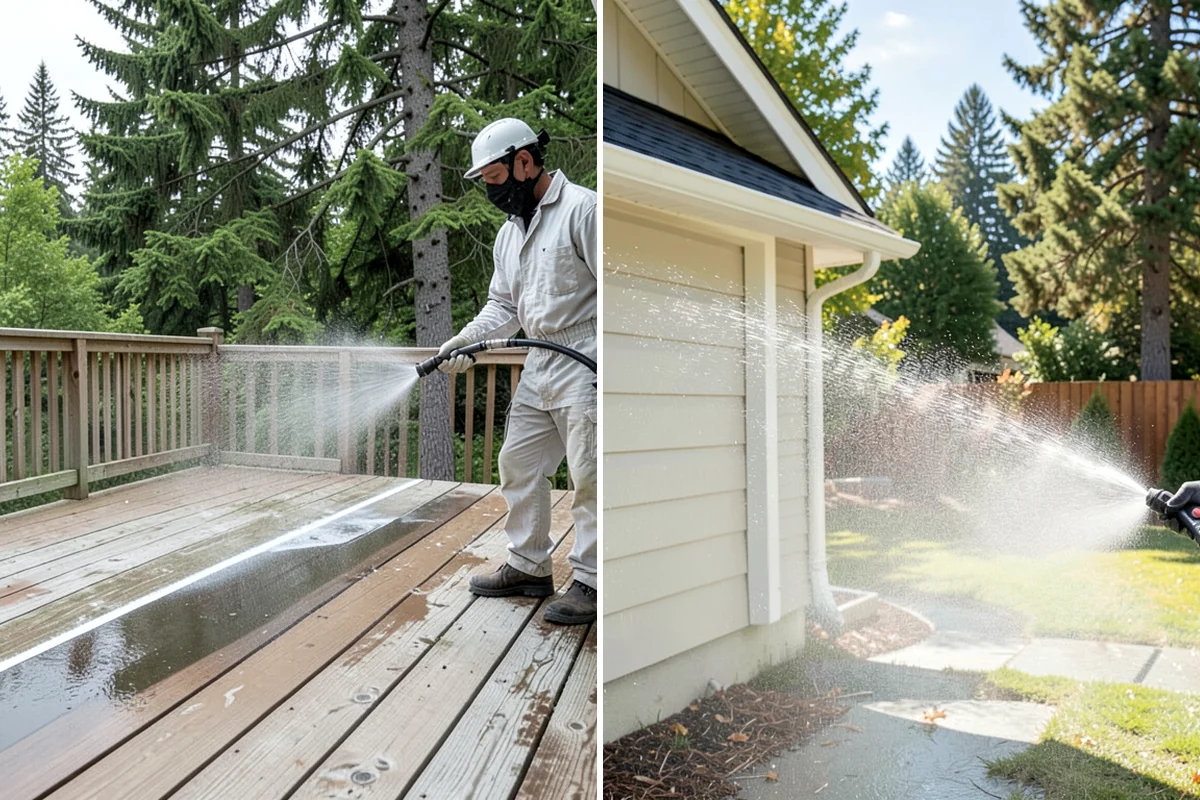 Deck Railing Cleaning in Snoqualmie, King County, WA - Protect the deck floor and nearby plants