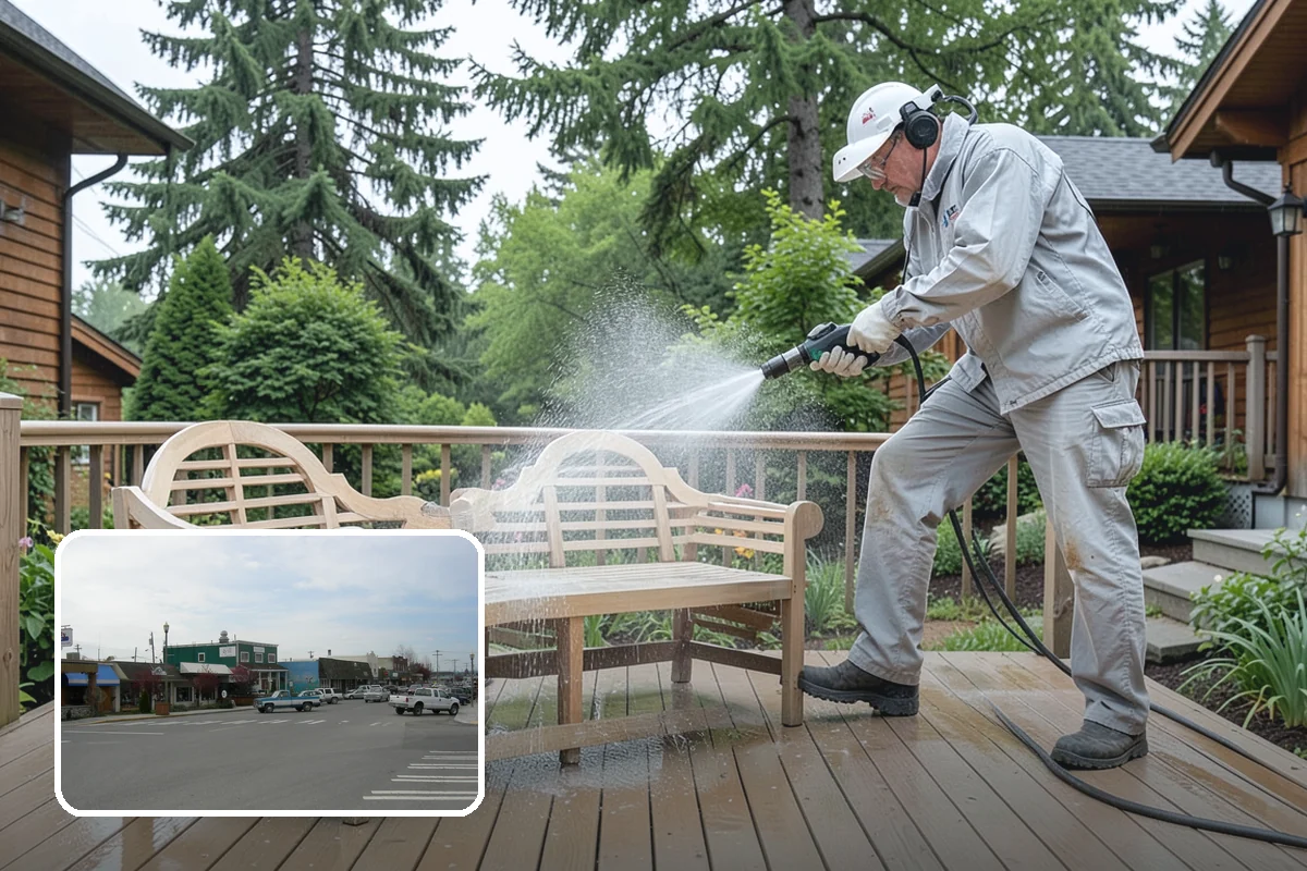 Deck Railing Cleaning in Stanwood, Snohomish County, WA - Cleans balusters, caps, and joints thoroughly