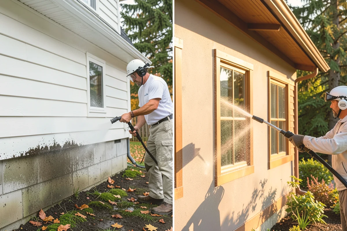 Deck Railing Cleaning in Stanwood, Snohomish County, WA - Protect the deck floor and nearby plants
