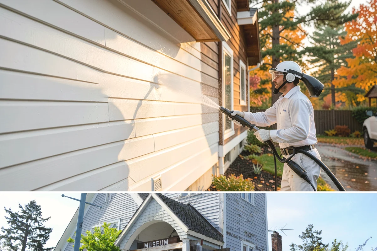 Deck Railing Cleaning in Steilacoom, Pierce County, WA - Clean deck railings alongside the deck floor in dry summer weather for an even finish.