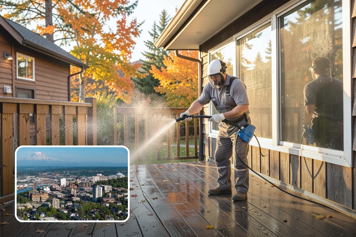 Deck Railing Cleaning in Tacoma, Pierce County, WA - Cleans balusters, caps, and joints thoroughly
