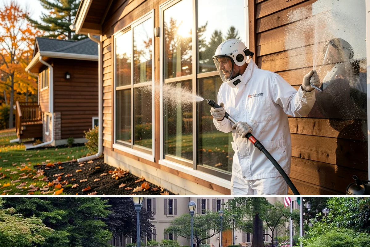 Deck Railing Cleaning in Woodinville, King County, WA - Clean deck railings alongside the deck floor in dry summer weather for an even finish.