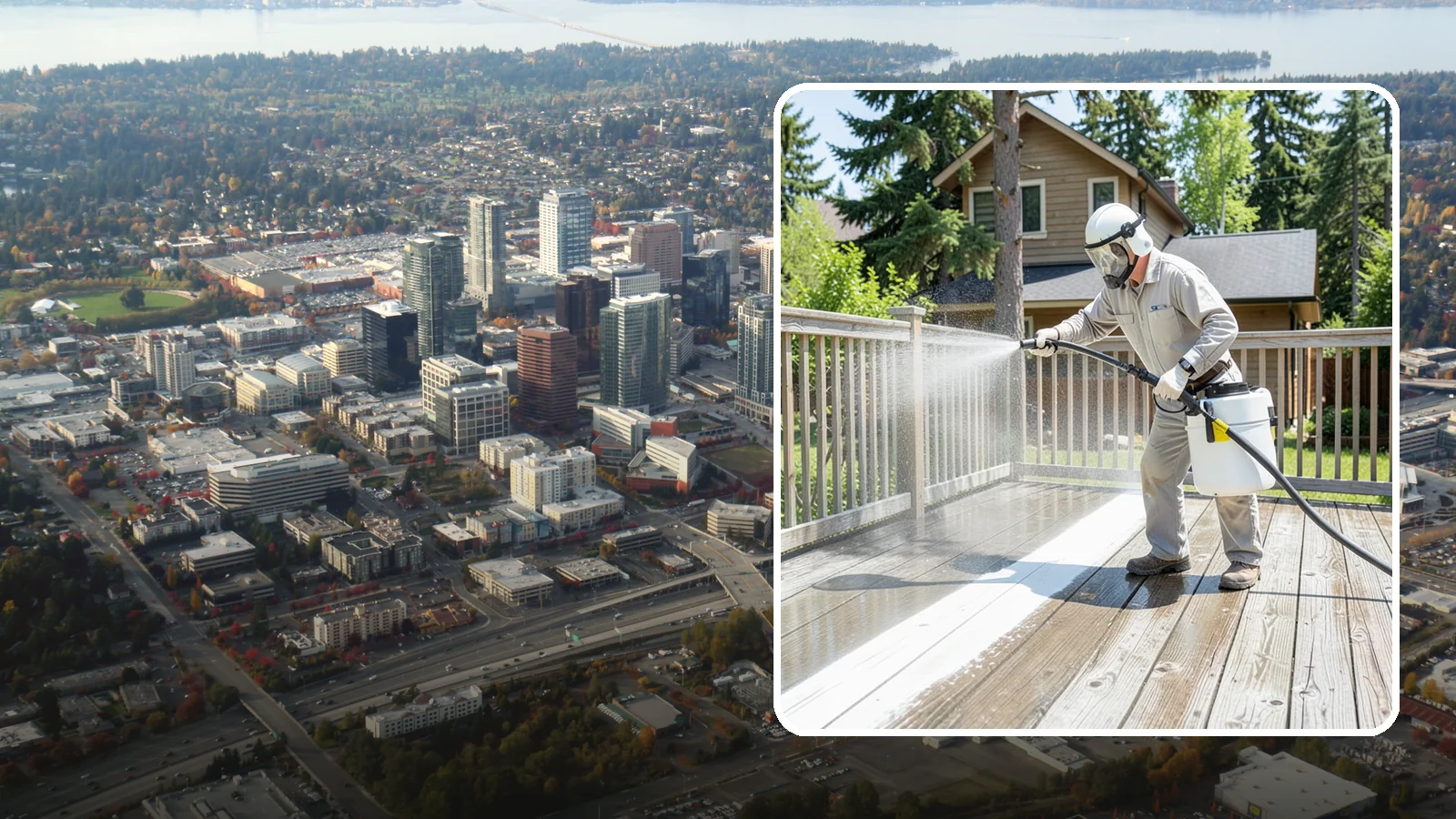 Deck Restoration Cleaning in Bellevue, King County, WA - Deep-restore a neglected deck through staged cleaning, stripping, and brightening back to usable wood.