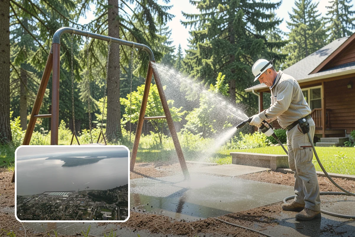 Deck Restoration Cleaning in Des Moines, King County, WA - Recovers a neglected deck to usable wood