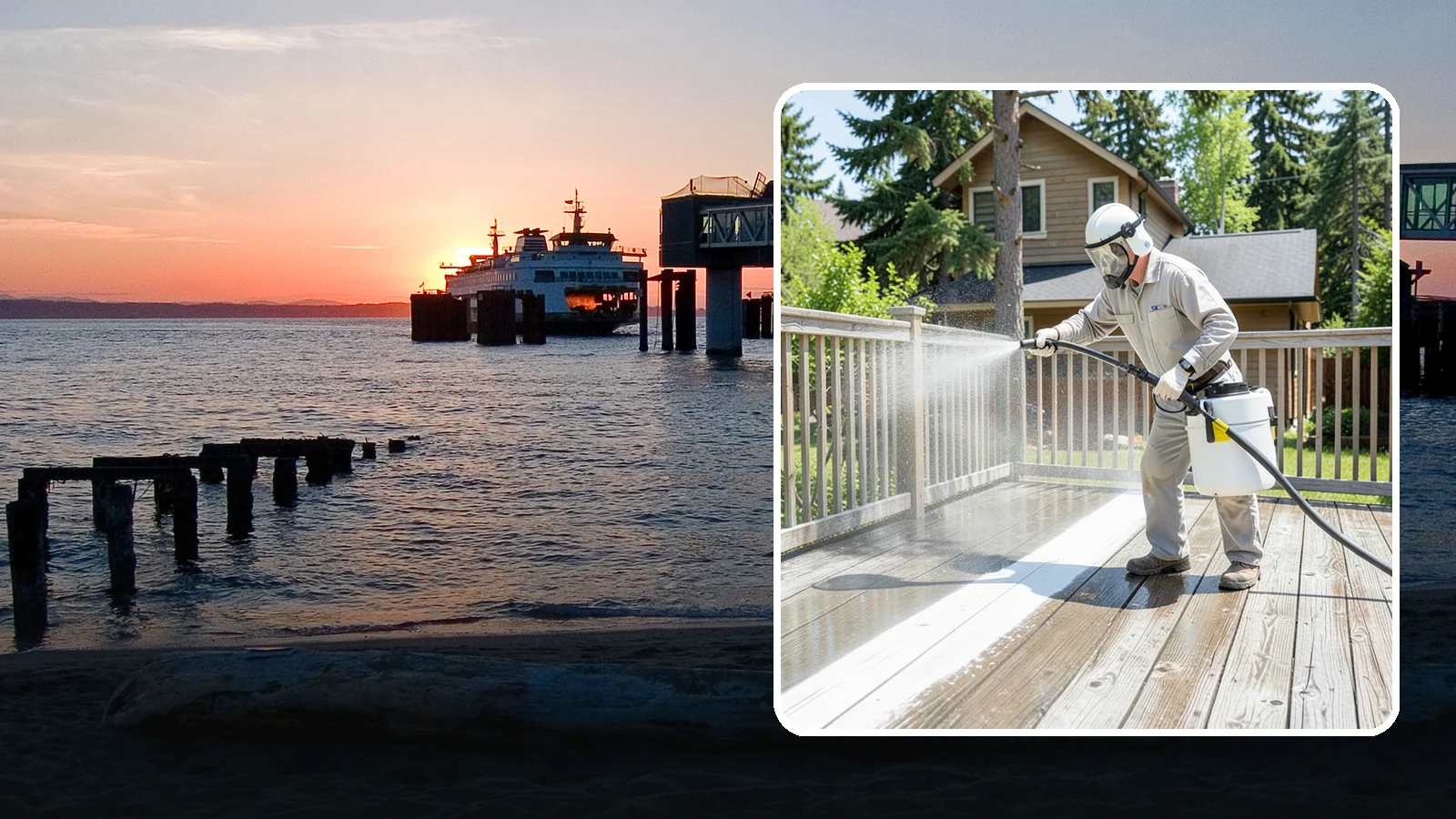 Deck Restoration Cleaning in Edmonds, Snohomish County, WA - Deep-restore a neglected deck through staged cleaning, stripping, and brightening back to usable wood.