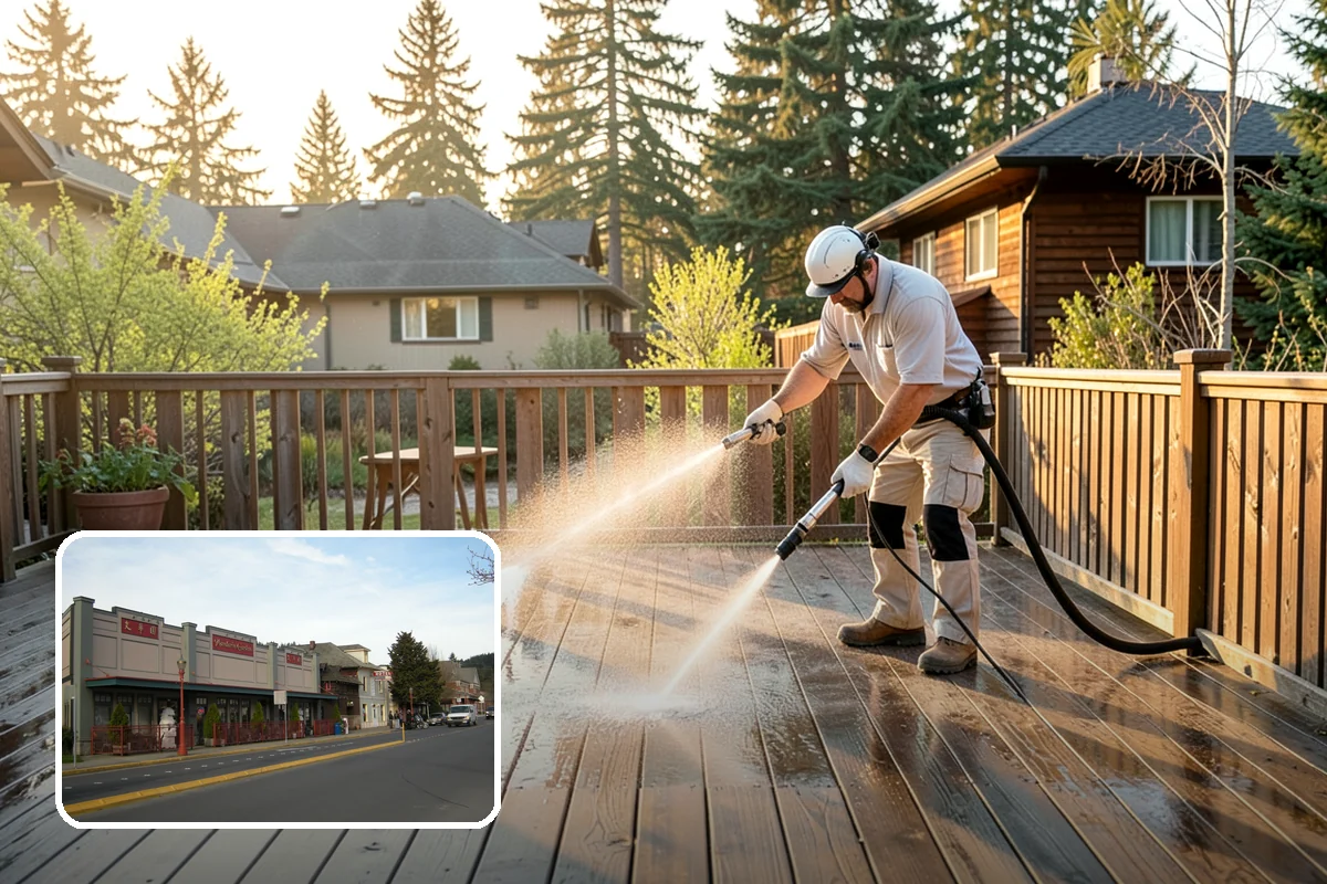 Deck Restoration Cleaning in Issaquah, King County, WA - Recovers a neglected deck to usable wood