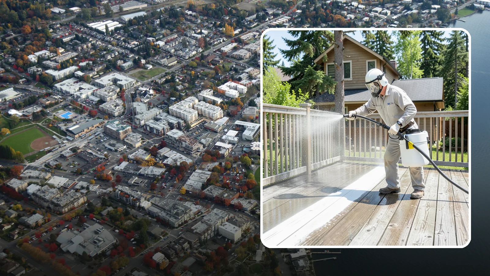 Deck Restoration Cleaning in Kirkland, King County, WA - Deep-restore a neglected deck through staged cleaning, stripping, and brightening back to usable wood.