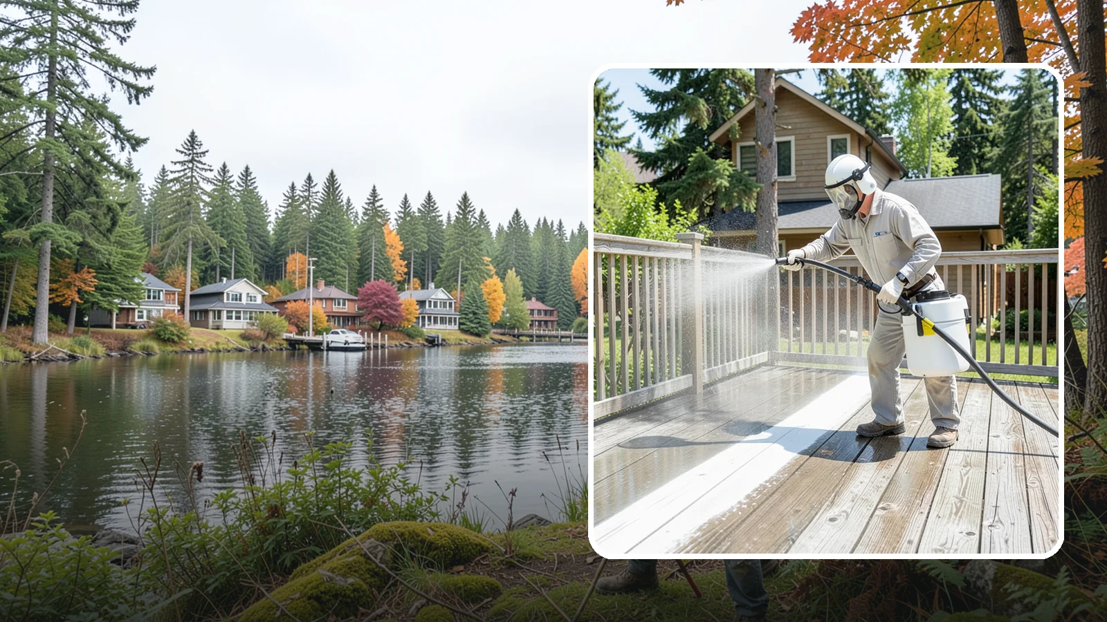 Deck Restoration Cleaning in La Conner, Skagit County, WA - Deep-restore a neglected deck through staged cleaning, stripping, and brightening back to usable wood.