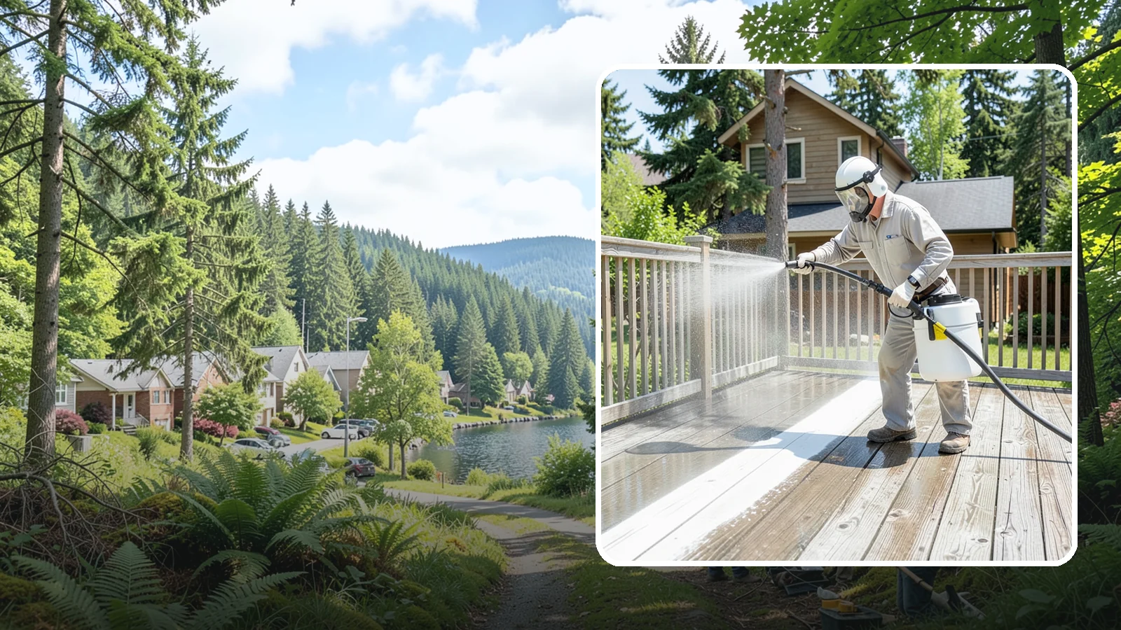 Deck Restoration Cleaning in Lake Forest Park, King County, WA - Deep-restore a neglected deck through staged cleaning, stripping, and brightening back to usable wood.