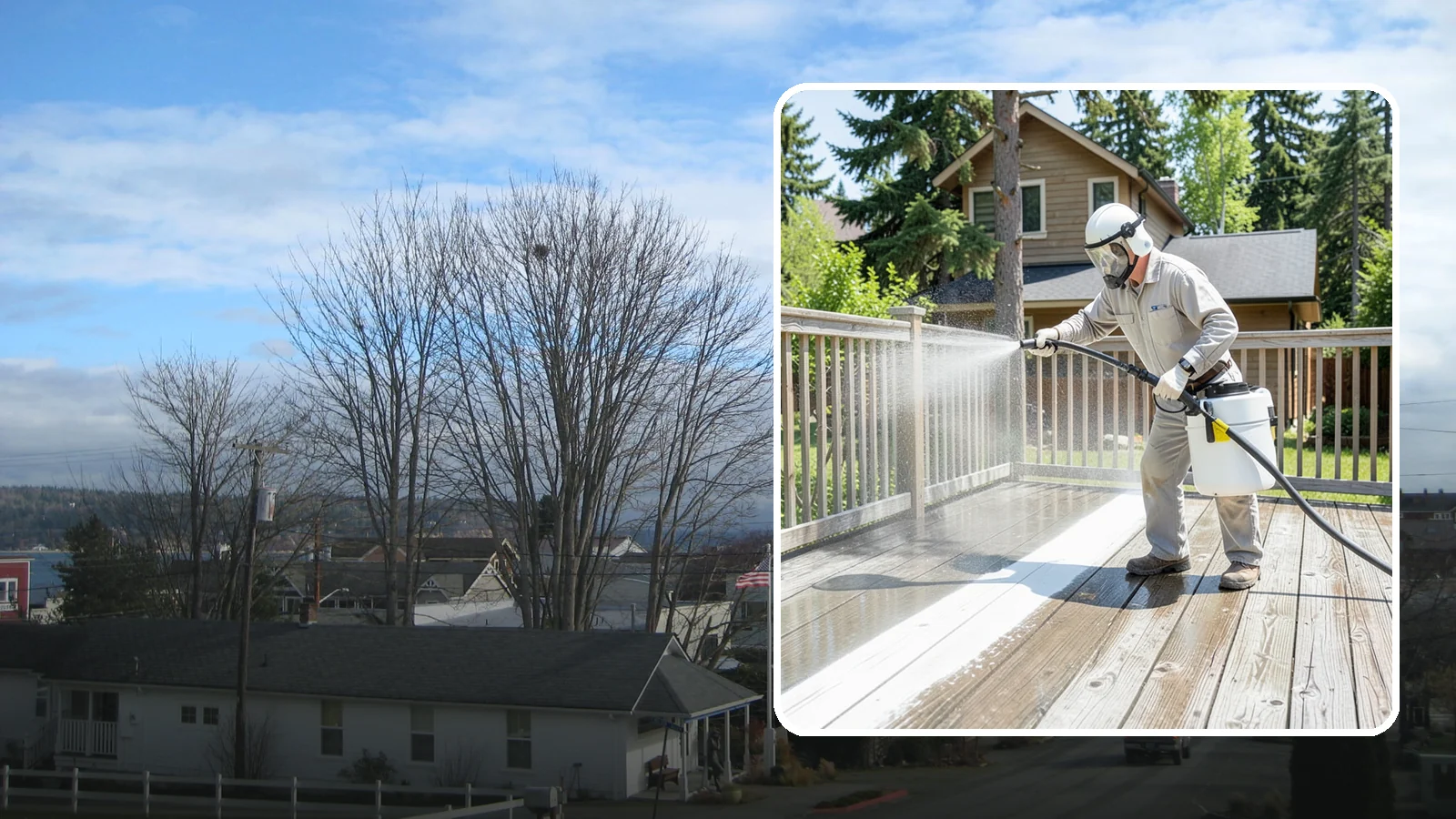 Deck Restoration Cleaning in Langley, Island County, WA - Deep-restore a neglected deck through staged cleaning, stripping, and brightening back to usable wood.