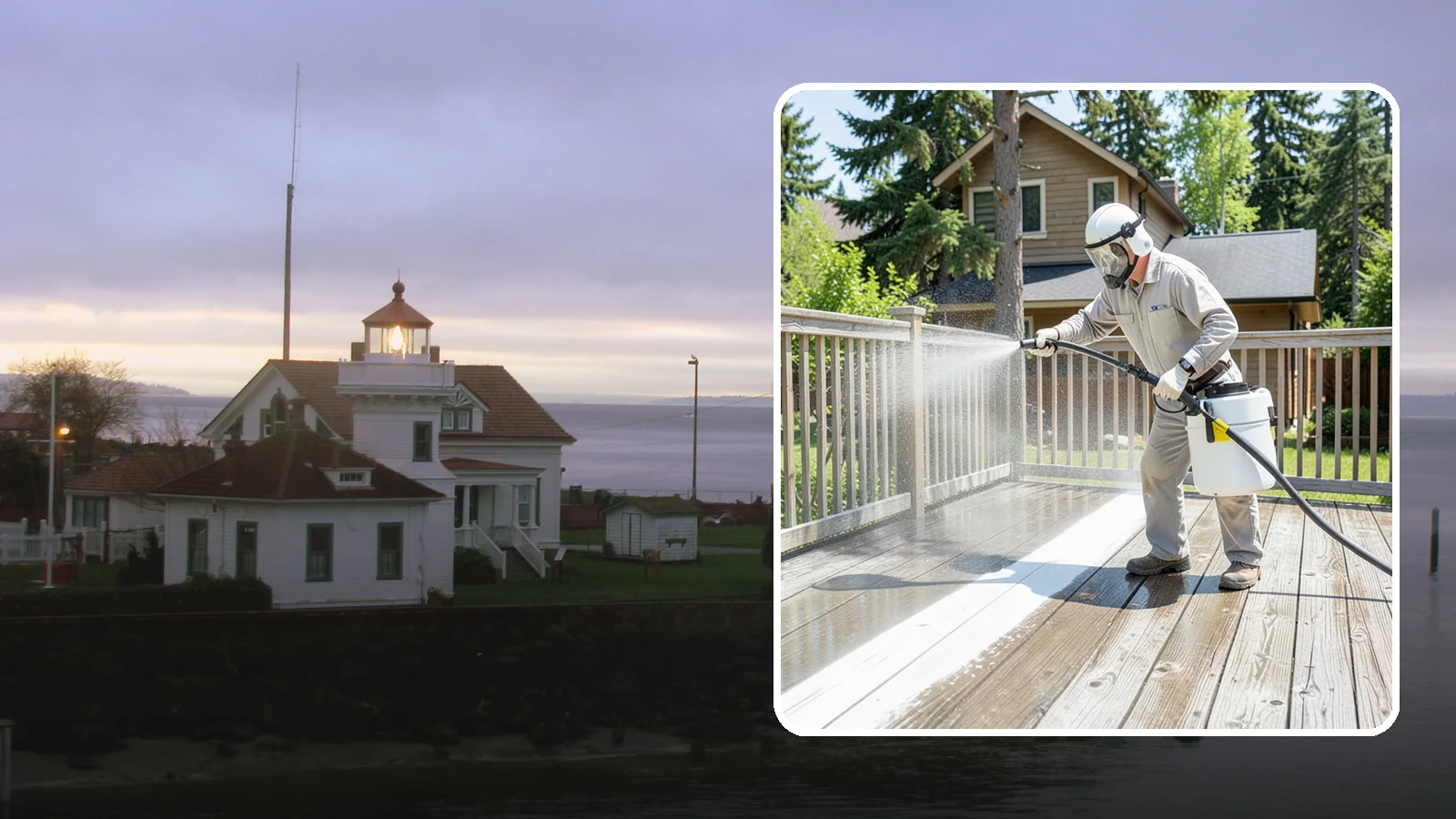 Deck Restoration Cleaning in Mukilteo, Snohomish County, WA - Deep-restore a neglected deck through staged cleaning, stripping, and brightening back to usable wood.