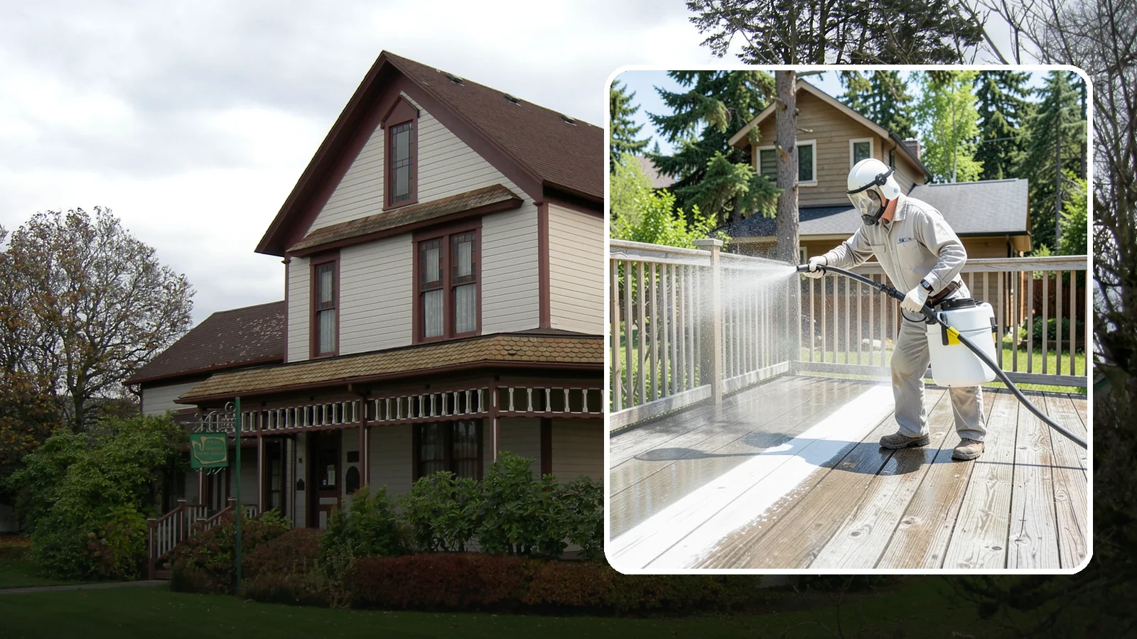 Deck Restoration Cleaning in Sumner, Pierce County, WA - Deep-restore a neglected deck through staged cleaning, stripping, and brightening back to usable wood.