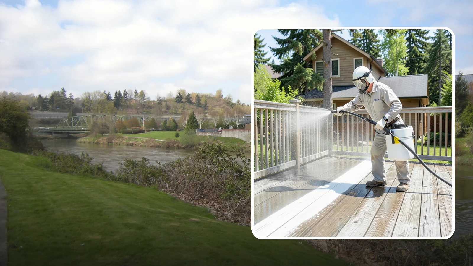 Deck Restoration Cleaning in Tukwila, King County, WA - Deep-restore a neglected deck through staged cleaning, stripping, and brightening back to usable wood.