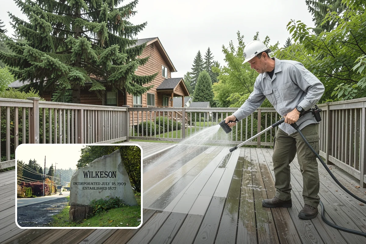 Deck Restoration Cleaning in Wilkeson, Pierce County, WA - Recovers a neglected deck to usable wood