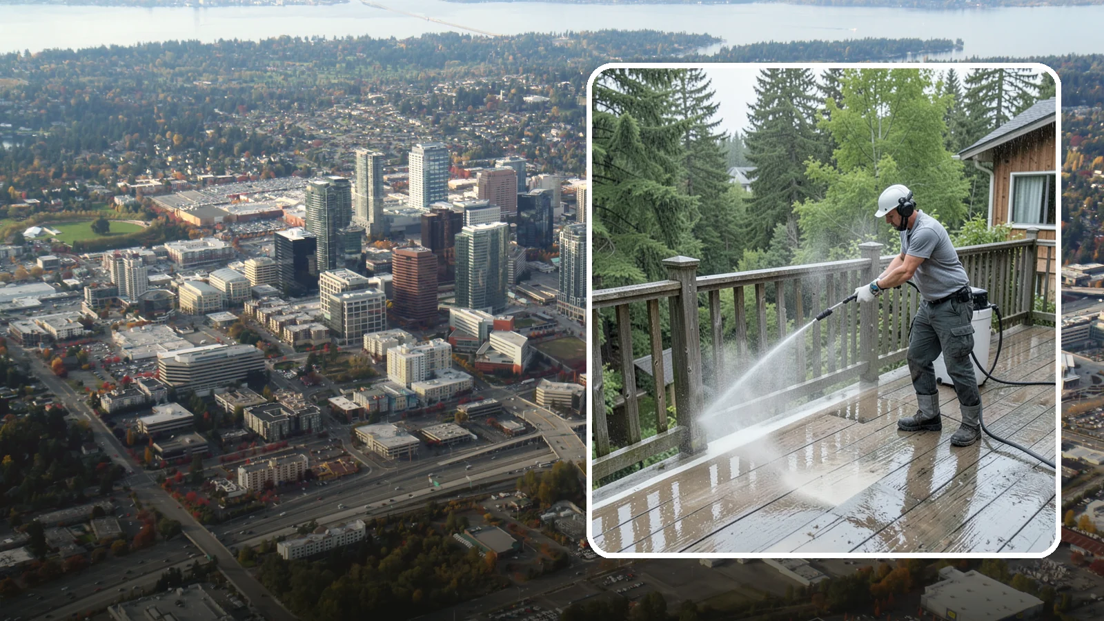 Deck Sealing Preparation in Bellevue, King County, WA - Clean, brighten, and prep a deck so sealer or stain penetrates and lasts through wet seasons.