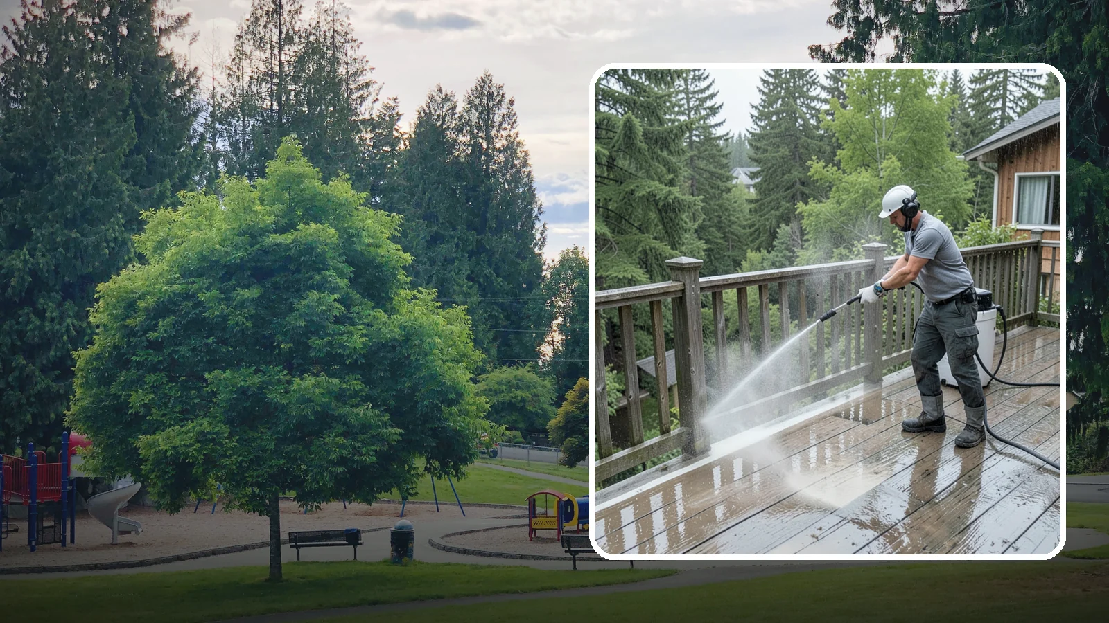 Deck Sealing Preparation in Bonney Lake, Pierce County, WA - Clean, brighten, and prep a deck so sealer or stain penetrates and lasts through wet seasons.