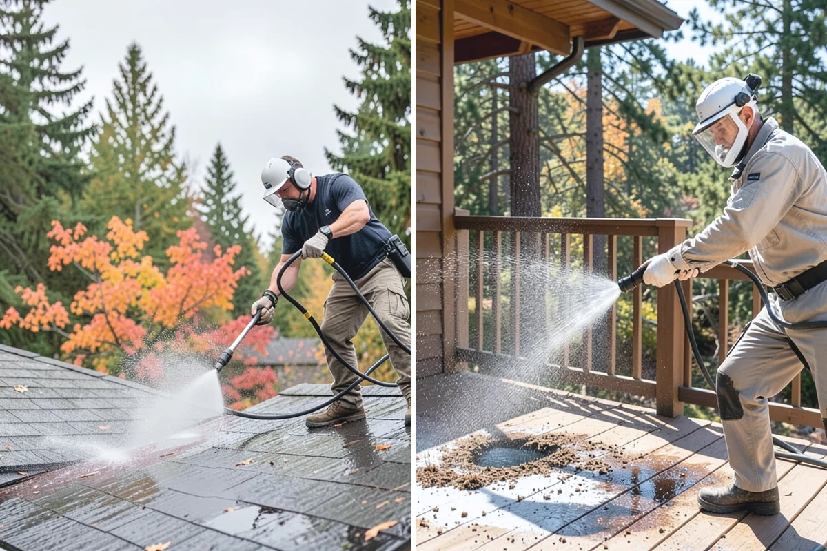 Deck Sealing Preparation in Bonney Lake, Pierce County, WA - Soft wash and remove all biological growth