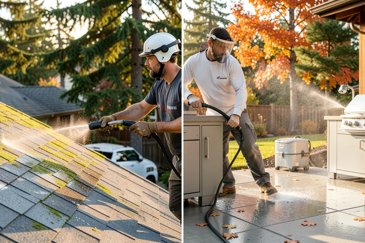 Deck Sealing Preparation in DuPont, Pierce County, WA - Soft wash and remove all biological growth