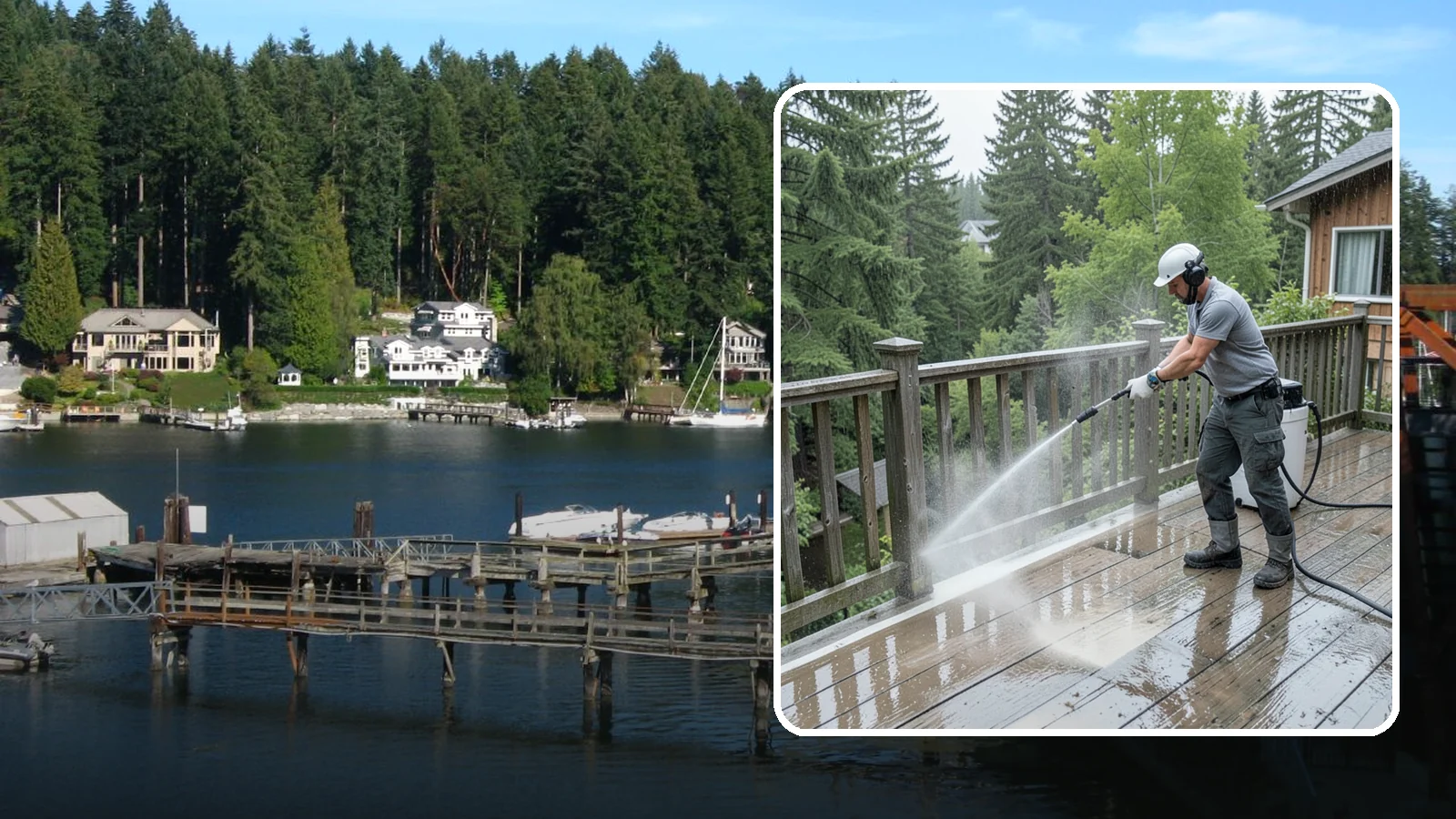 Deck Sealing Preparation in Gig Harbor, Pierce County, WA - Clean, brighten, and prep a deck so sealer or stain penetrates and lasts through wet seasons.