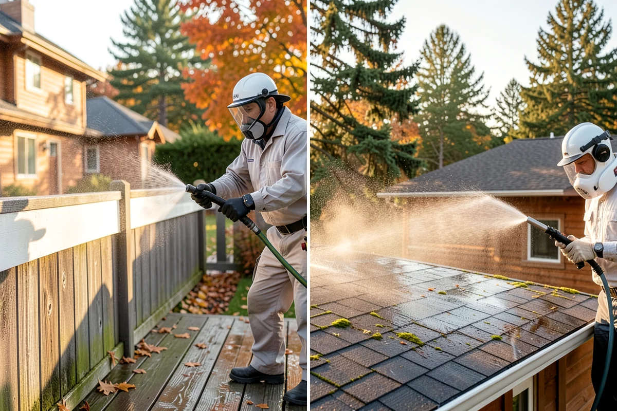Deck Sealing Preparation in Gig Harbor, Pierce County, WA - Soft wash and remove all biological growth