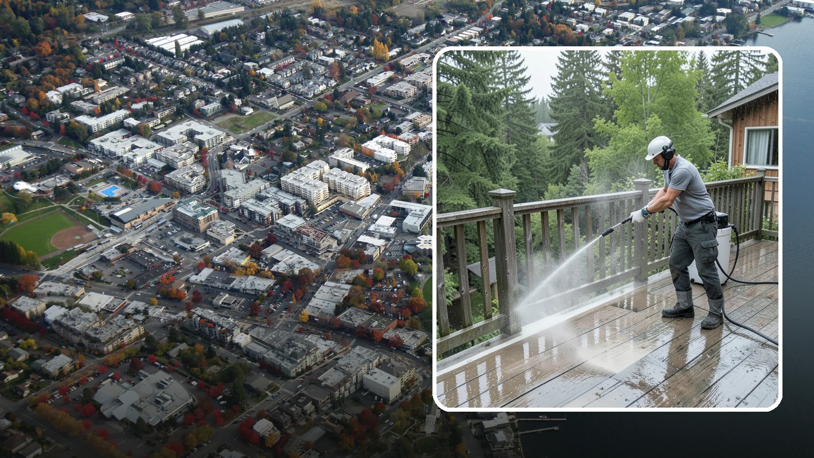 Deck Sealing Preparation in Kirkland, King County, WA - Clean, brighten, and prep a deck so sealer or stain penetrates and lasts through wet seasons.