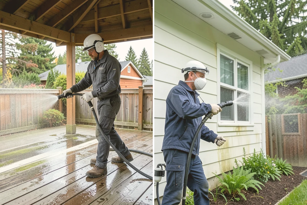 Deck Sealing Preparation in Kirkland, King County, WA - Soft wash and remove all biological growth