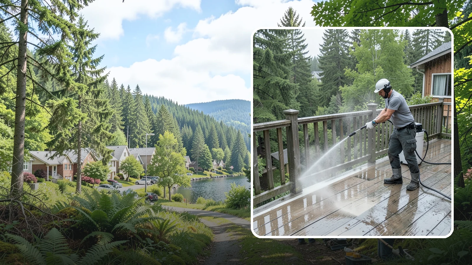 Deck Sealing Preparation in Lake Forest Park, King County, WA - Clean, brighten, and prep a deck so sealer or stain penetrates and lasts through wet seasons.