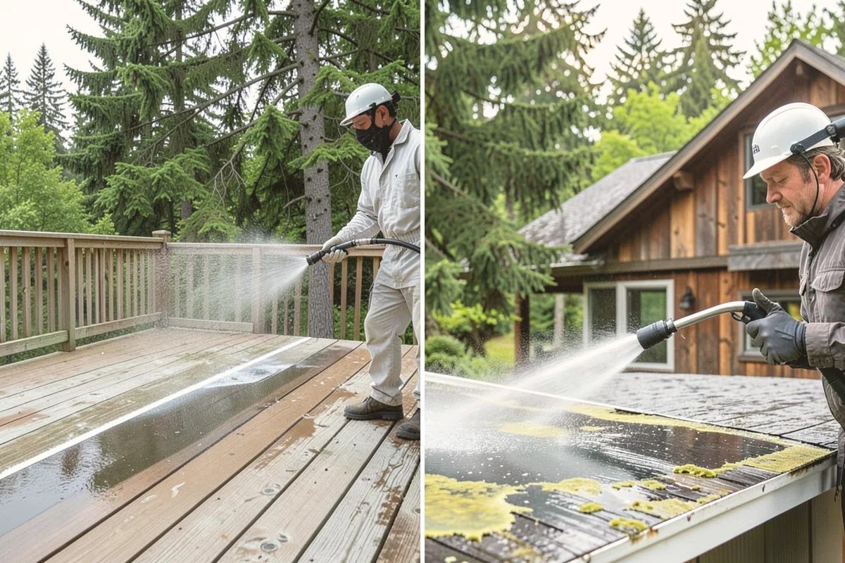 Deck Sealing Preparation in Orting, Pierce County, WA - Soft wash and remove all biological growth