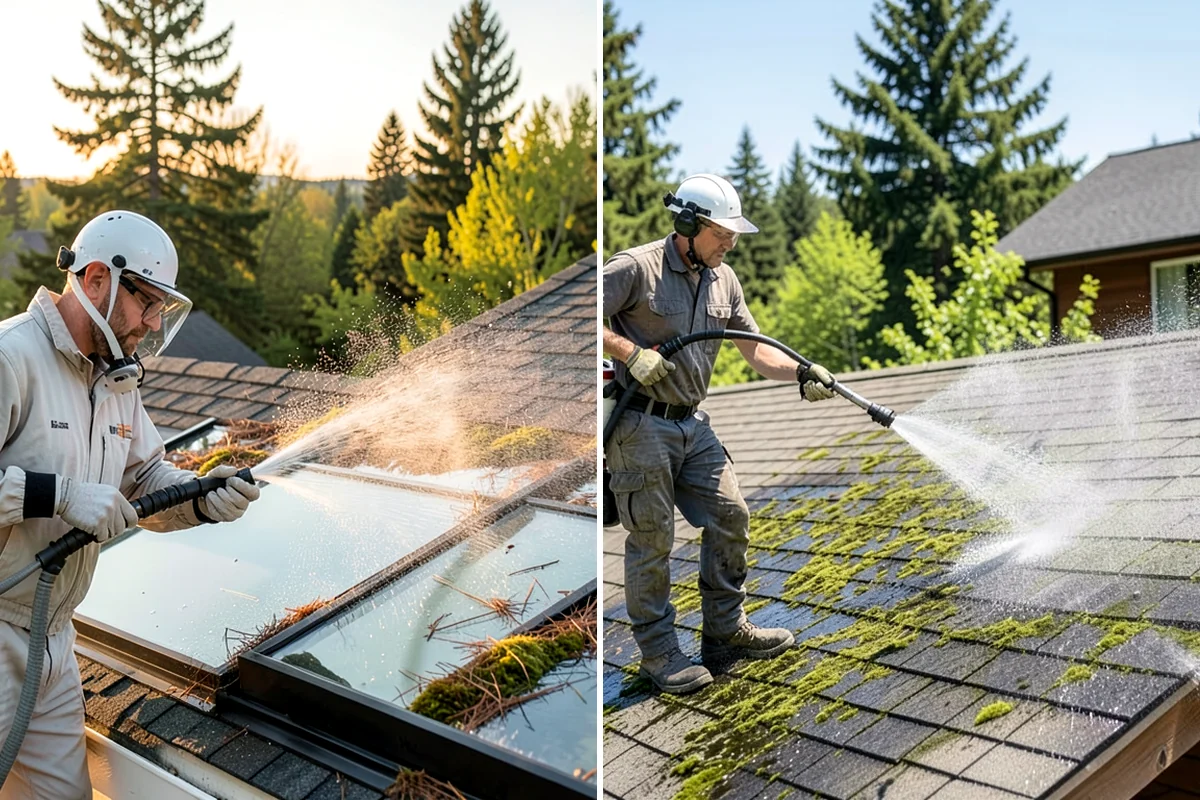 Deck Sealing Preparation in Puyallup, Pierce County, WA - Soft wash and remove all biological growth