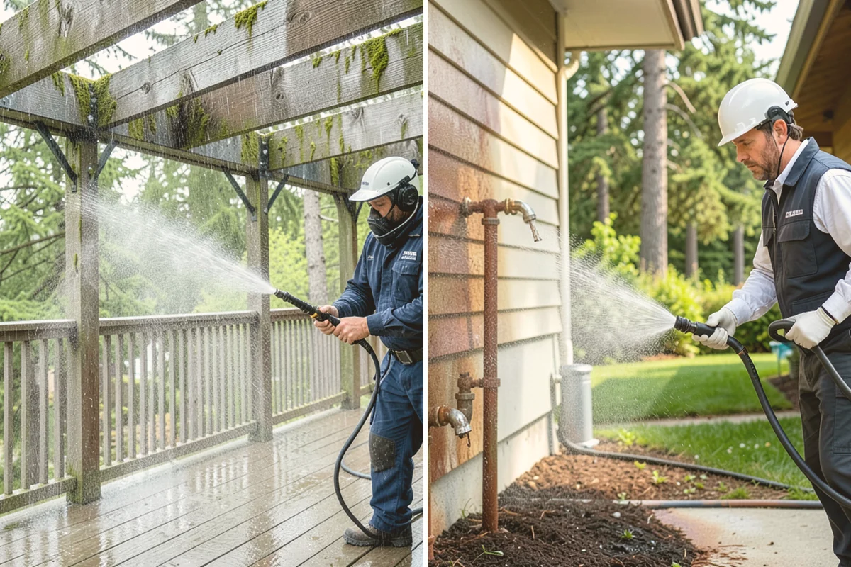 Deck Sealing Preparation in Stanwood, Snohomish County, WA - Soft wash and remove all biological growth
