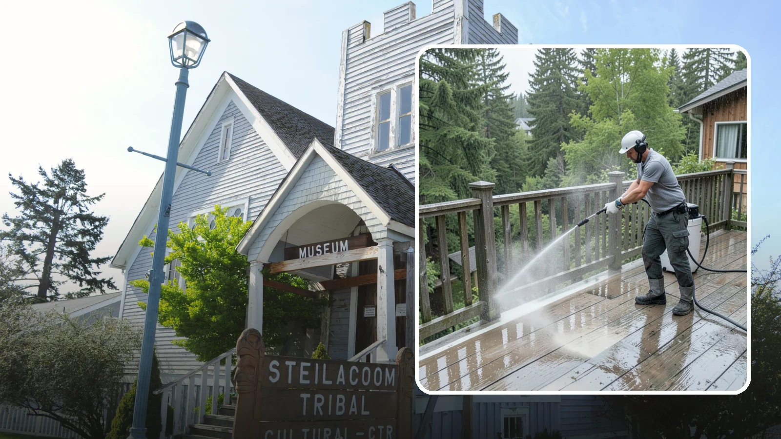 Deck Sealing Preparation in Steilacoom, Pierce County, WA - Clean, brighten, and prep a deck so sealer or stain penetrates and lasts through wet seasons.